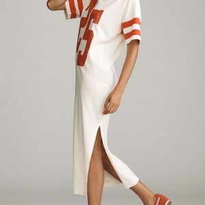 Stylish White Dress with Red Details